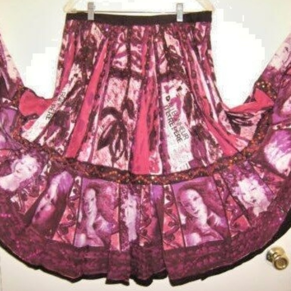 Vintage Beautiful flared sequins print skirt
